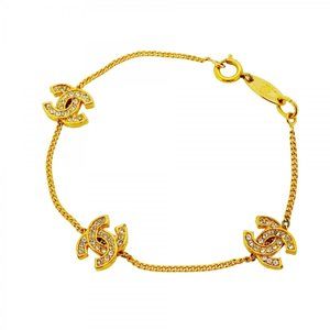 CHANEL Gold Logo Charm Bracelet